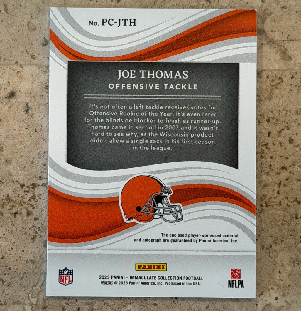 2023 Panini Immaculate Joe Thomas Browns Triple Jersey Auto /99 HOF PC-JTH