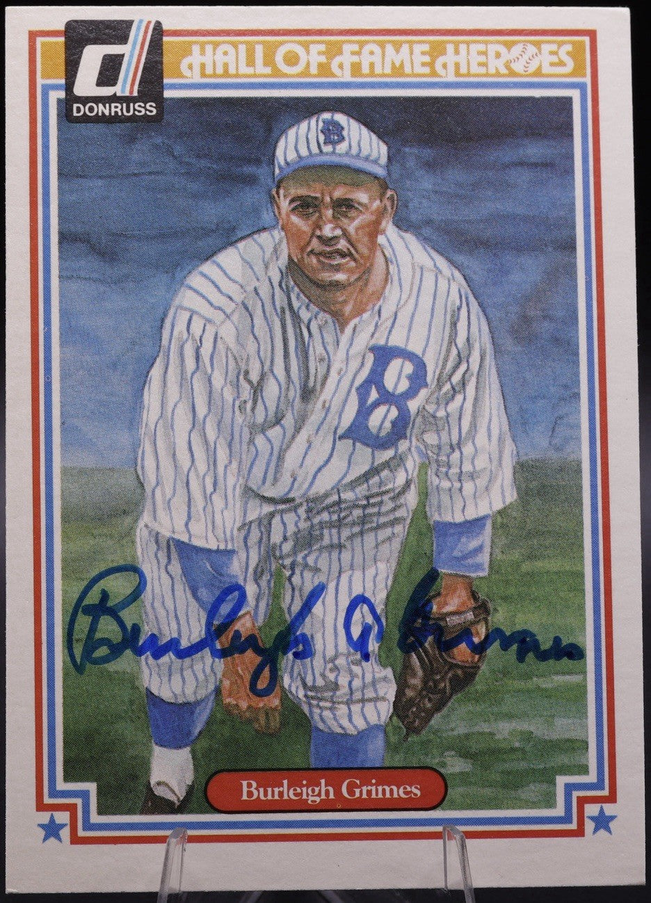 1983 Donruss Burleigh Grimes HOF Autograph Signed Card