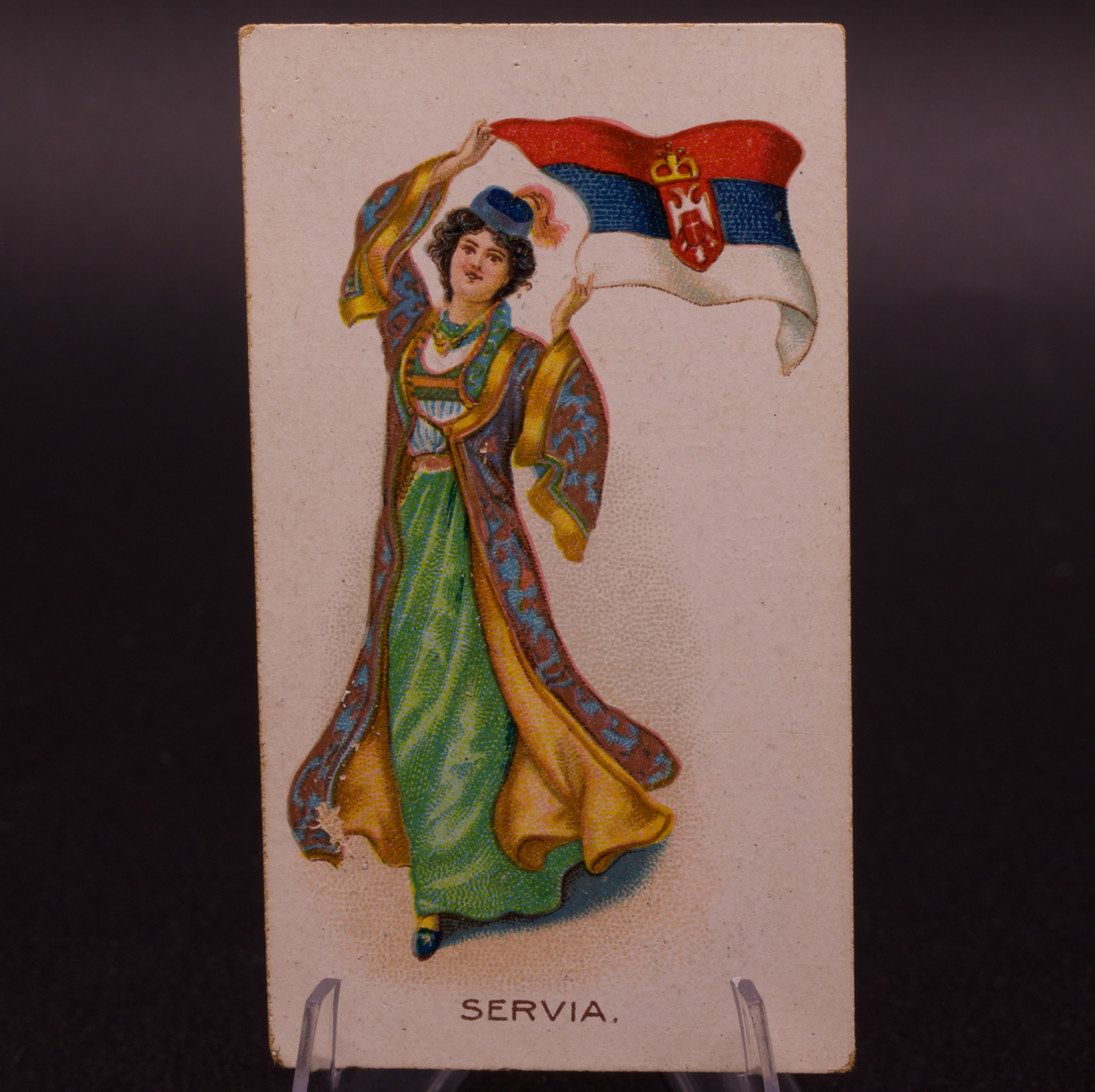 1908 Wills Flag Girls of All Nations Servia No. 4 Capstan Navy Cut Cigarette