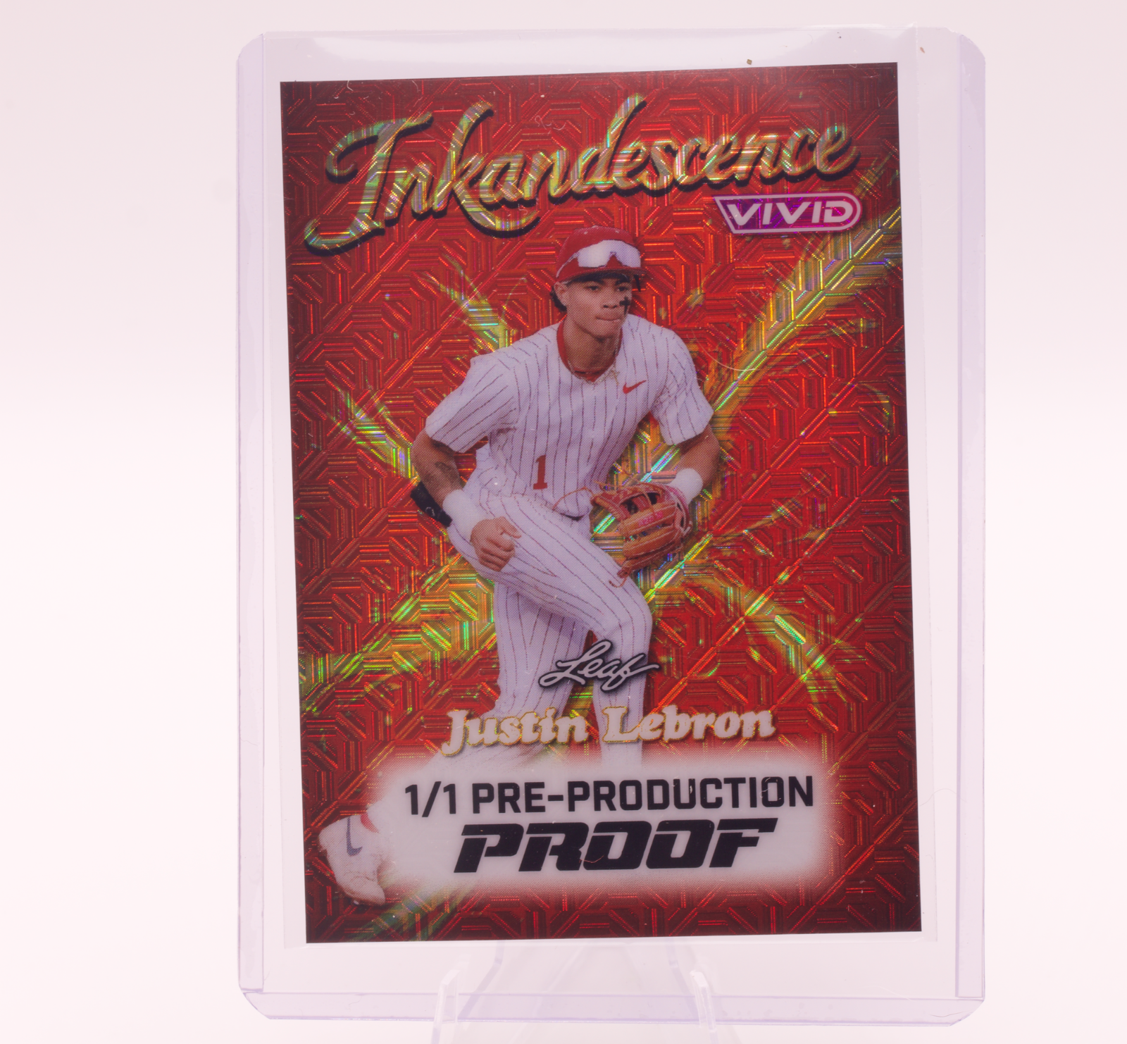 2026 Leaf Vivid Justin Lebron Inkandescence 1/1 Pre-Production Proof Reds SS