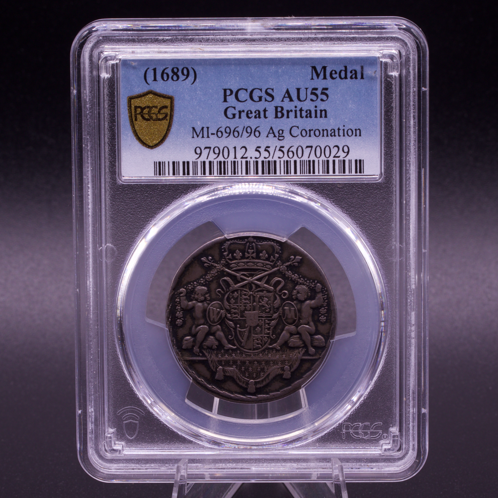 1689 Great Britain Coronation Silver Medal PCGS AU55
