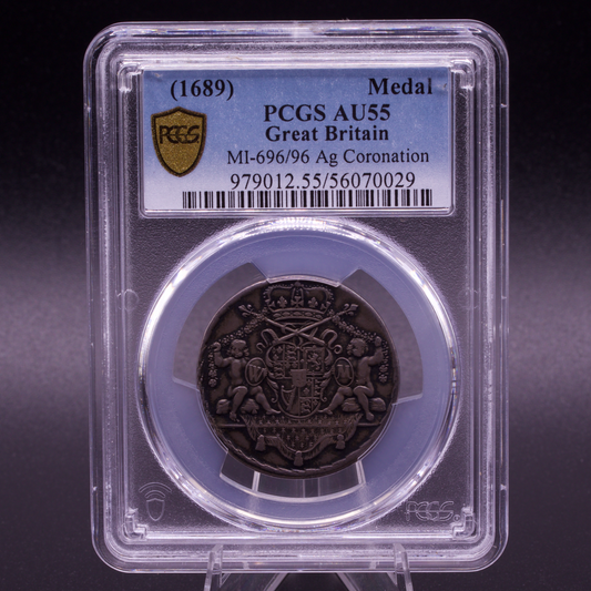 1689 Great Britain Coronation Silver Medal PCGS AU55