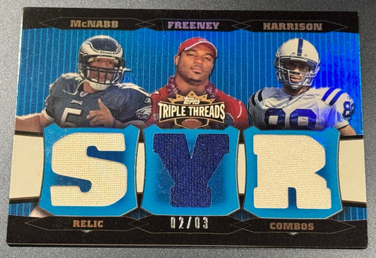 2006 Topps Triple Threads Sapphire Relic /3 • McNabb Freeney Harrison • Colts SP