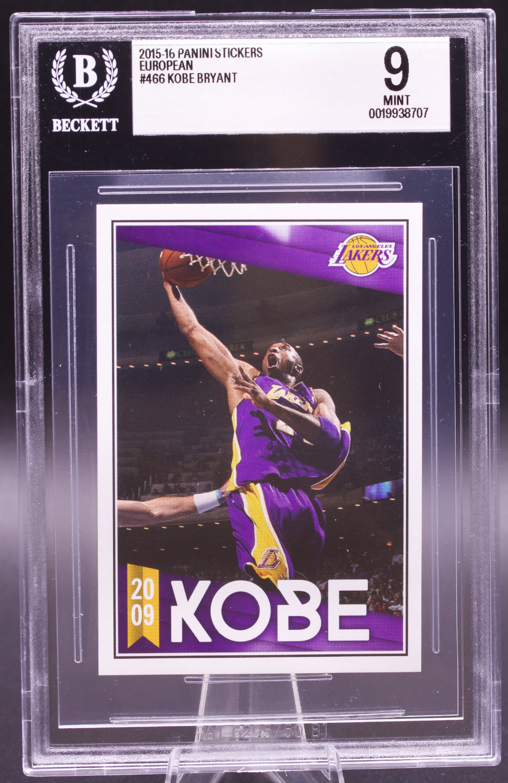 2015-16 Panini European Sticker Kobe Bryant #466 New BGS Holder 9 Mint Lakers