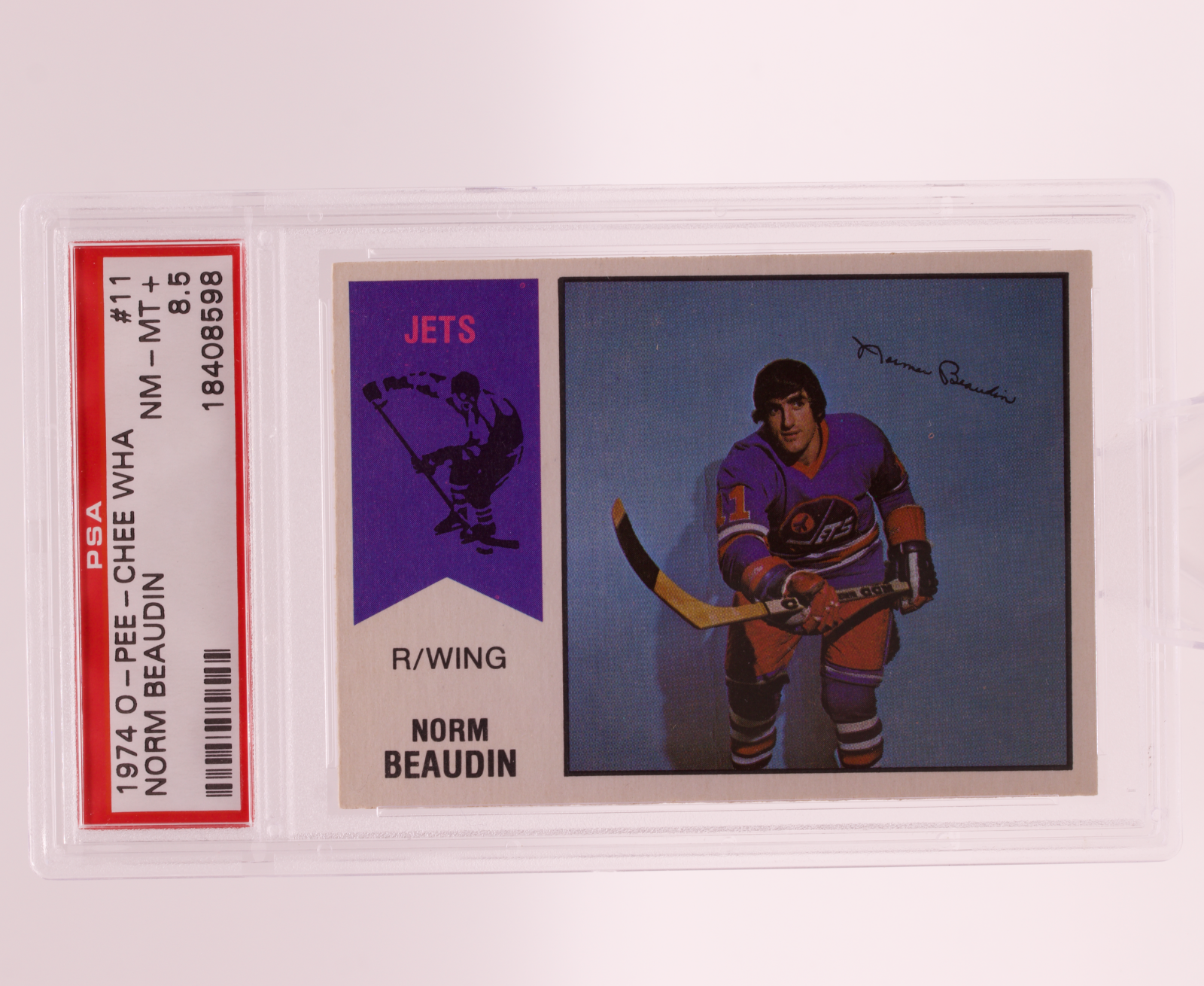 1974 O-Pee-Chee WHA Norm Beaudin #11 PSA 8.5 NM-MT+ Winnipeg Jets Vintage OPC