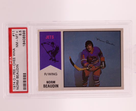 1974 O-Pee-Chee WHA Norm Beaudin #11 PSA 8.5 NM-MT+ Winnipeg Jets Vintage OPC