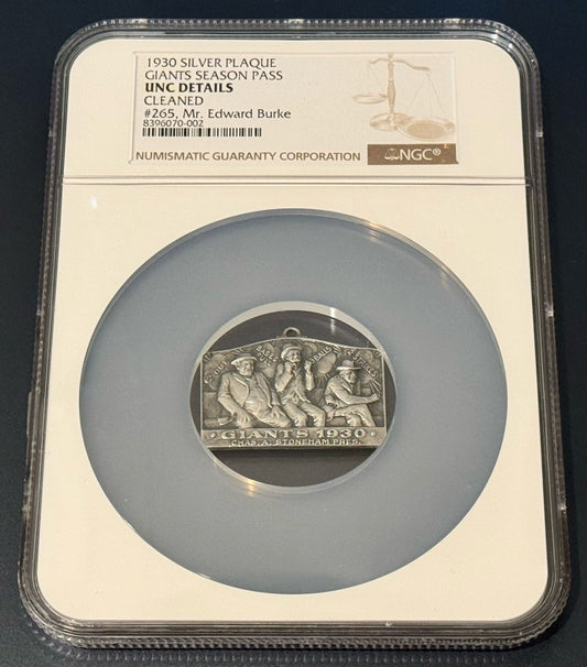 1930 Giants Silver VIP Season Pass • Lambert Bros. Edward Burke • NGC Certified