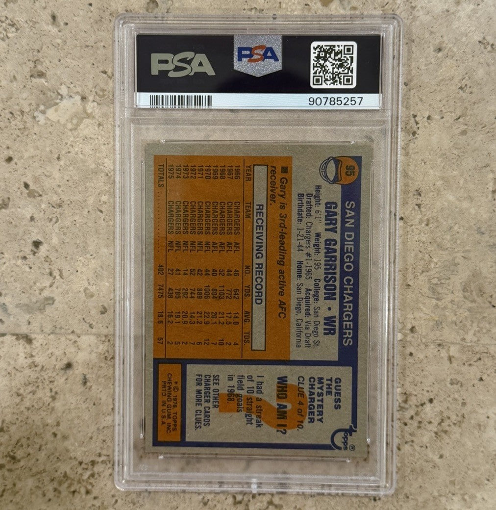 1976 Topps #95 Gary Garrison PSA 9 MINT San Diego Chargers Vintage Football