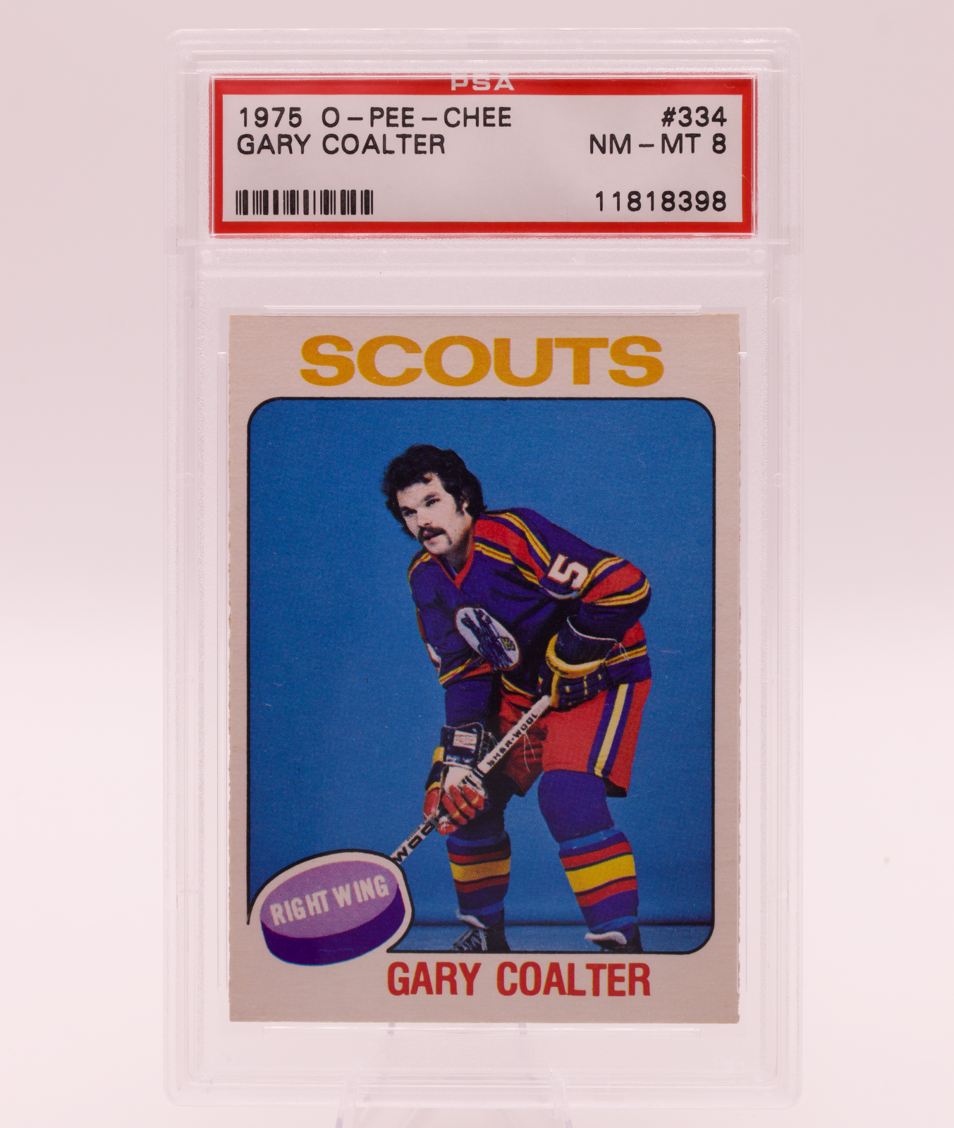 1975 O-Pee-Chee #334 Gary Coalter PSA 8 NM-MT Kansas City Scouts Vintage Hockey