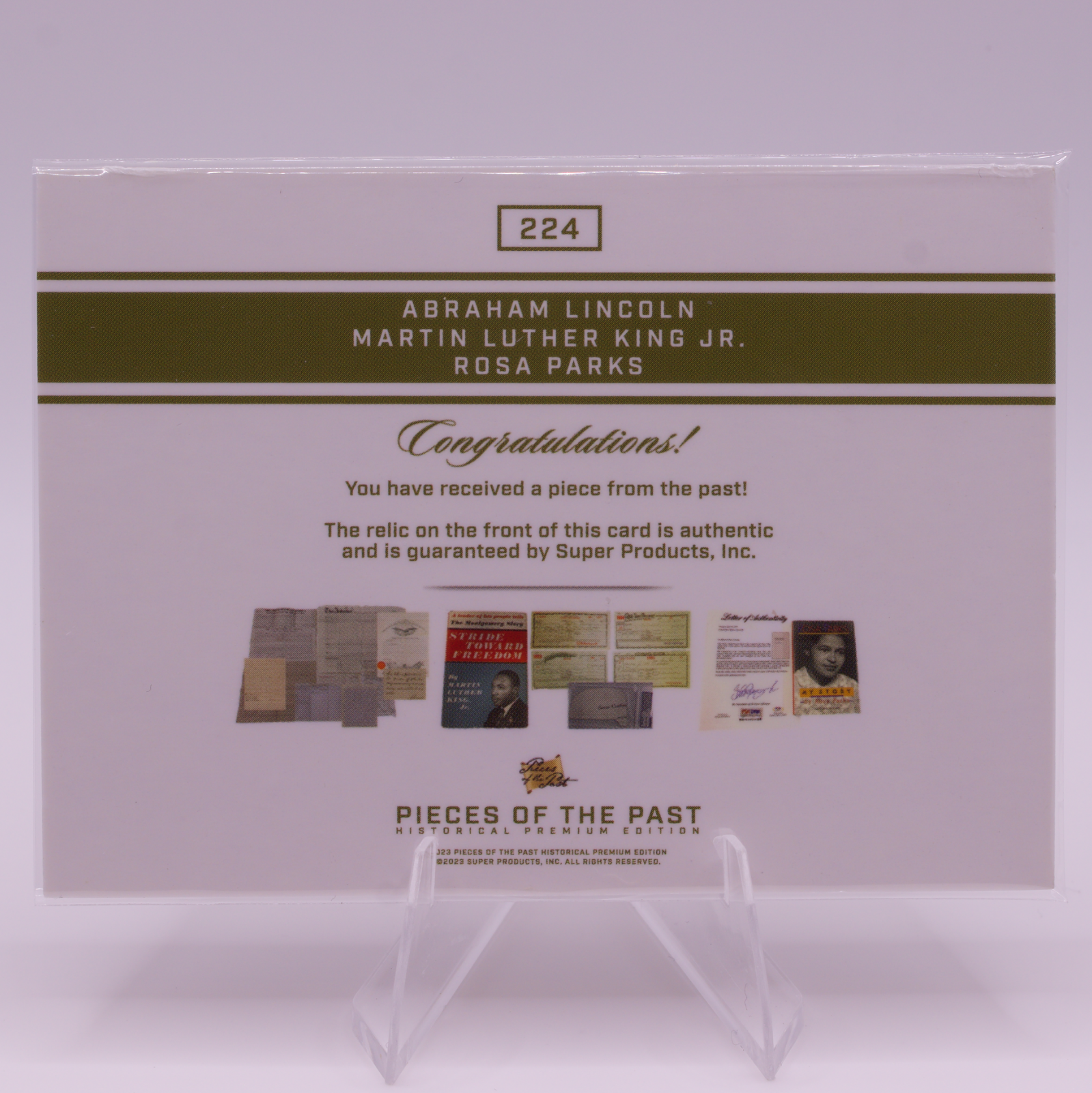 Lincoln MLK Rosa Parks Triple Relic /50 Pieces of the Past #224 Civil Rights