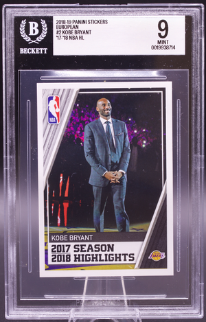 2018-19 Panini European Sticker Kobe Bryant #2 New BGS Holder 9 Mint Lakers