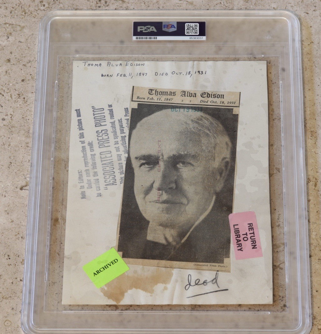 Thomas Edison 1931 Type IV PSA Photo • 1928 Image • Associated Press News