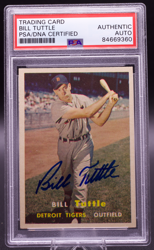1957 Topps Bill Tuttle #72 PSA Authentic Auto Signed Detroit Tigers Vintage
