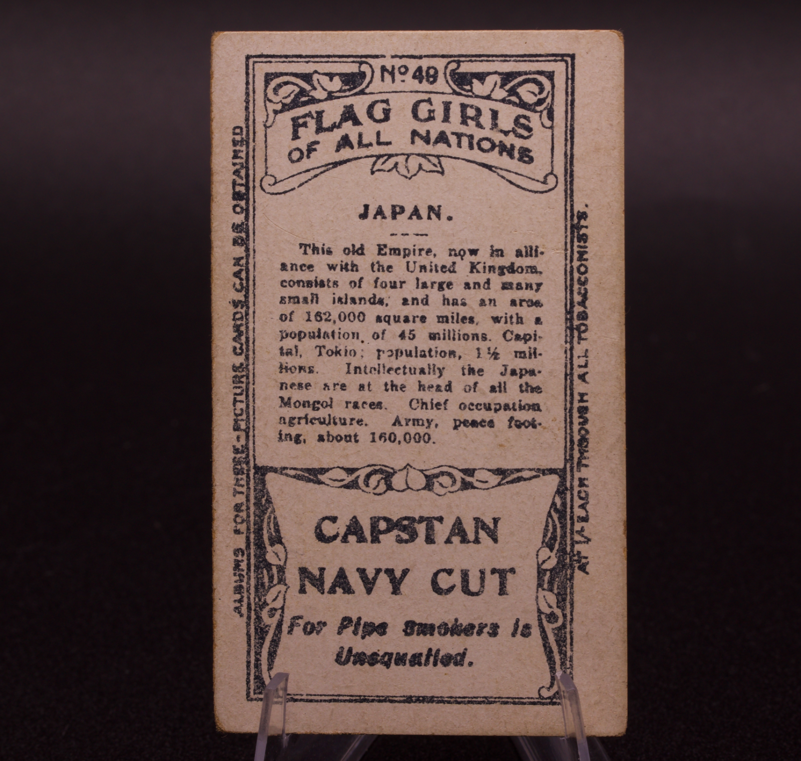 1908 Wills Flag Girls of All Nations Japan No. 48 Capstan Navy Cut Cigarette