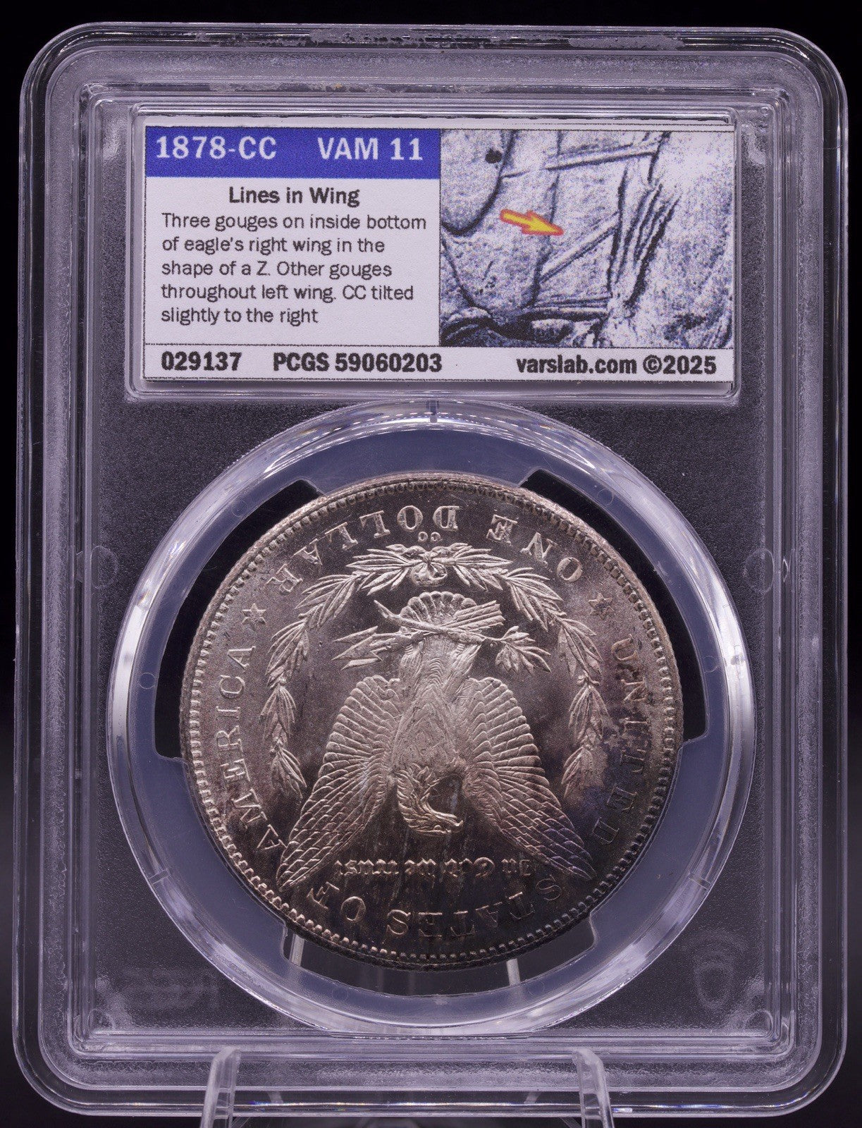 1878-CC Morgan Silver Dollar PCGS MS64 VAM-11 Lines in Wing Variety Carson City