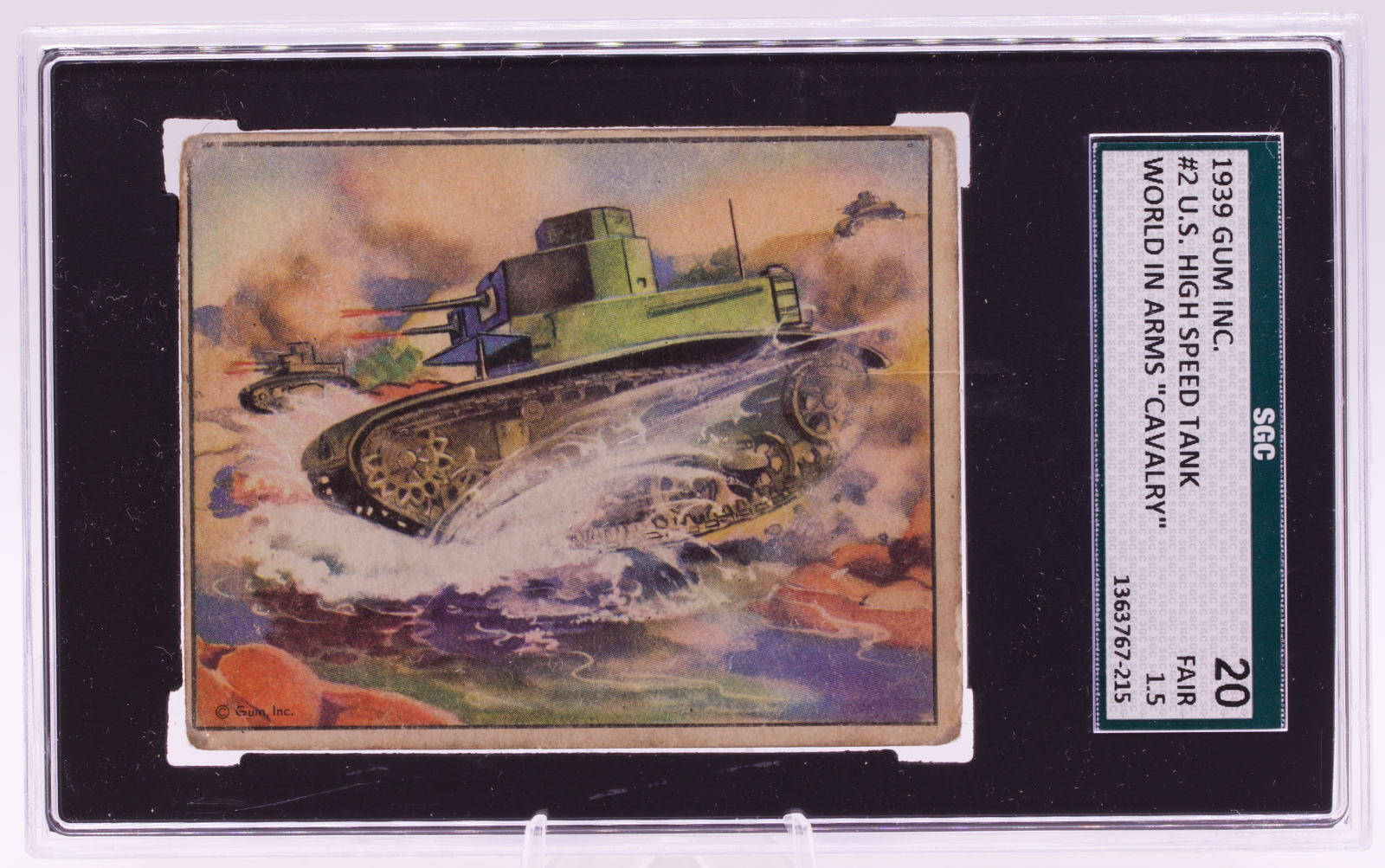 1939 Gum Inc World In Arms #2 US High Speed Tank SGC 1.5 Fair Iron Cavalry WW2