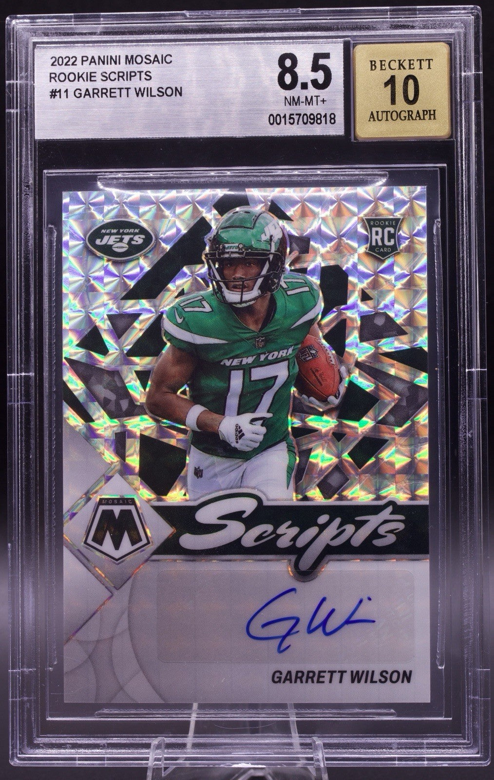 2022 Panini Mosaic - GARRETT WILSON RC Rookie Scripts Auto NY Jets