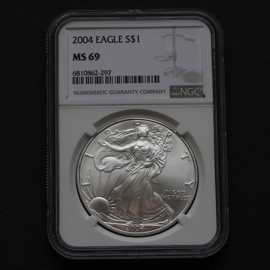 2004 American Silver Eagle $1 NGC MS69 • 1 oz .999 Fine Silver Dollar