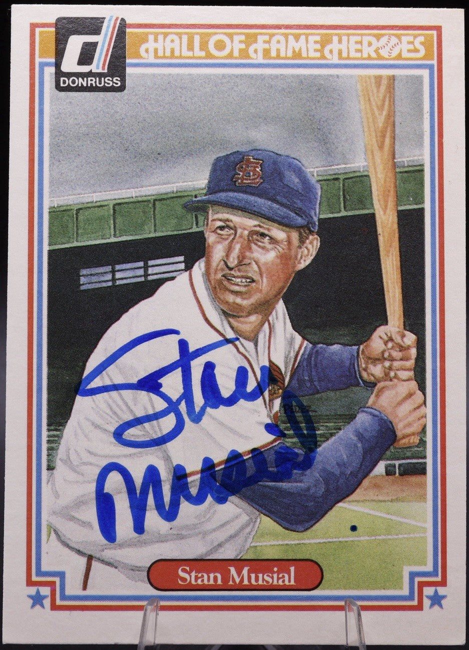 1983 Donruss Stan Musial Autographed HOF Heroes Card #32 St. Louis Cardinals