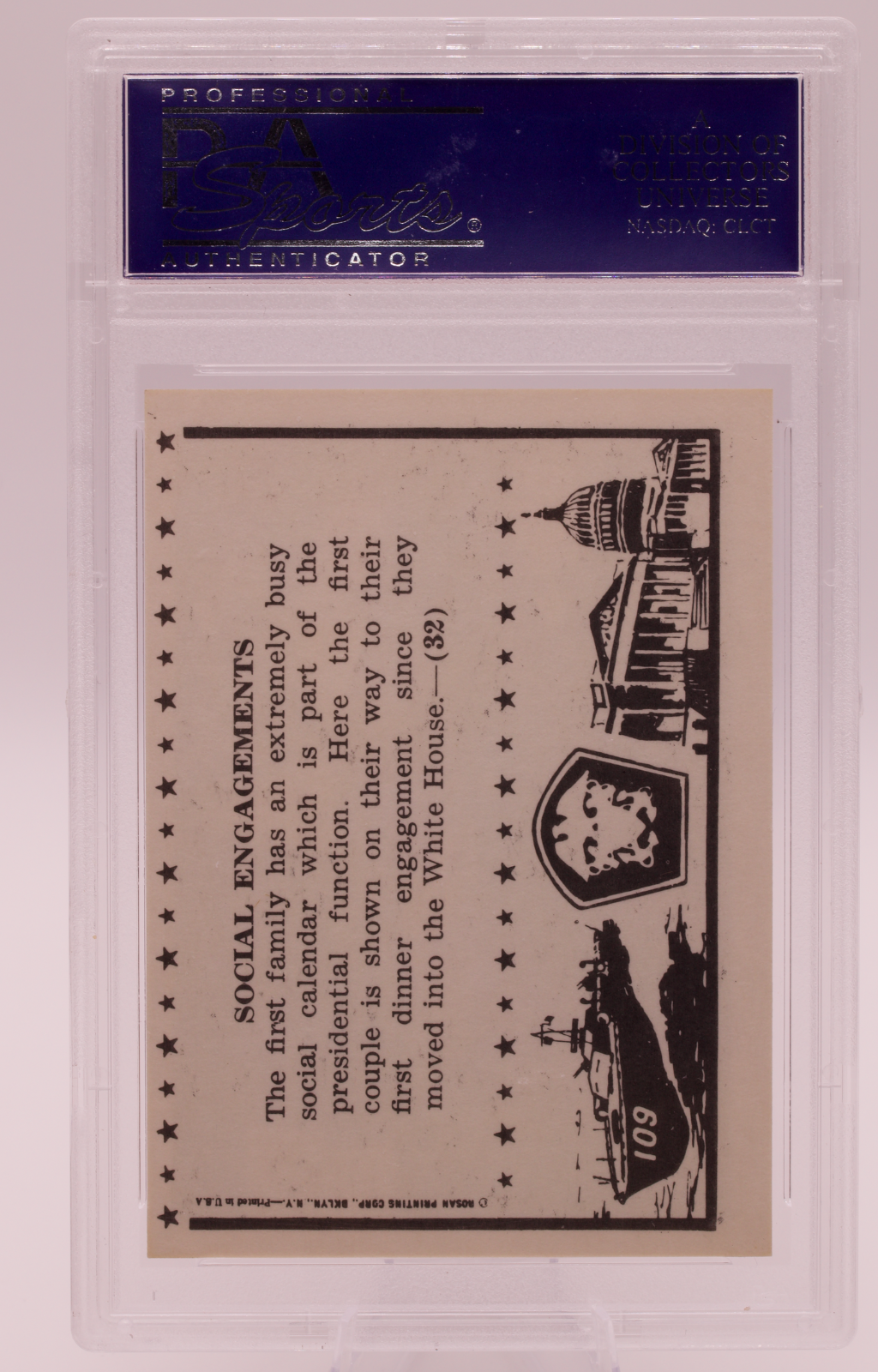 1963 Rosan John F. Kennedy No. 32 Social Engagements PSA 7 NM JFK Card