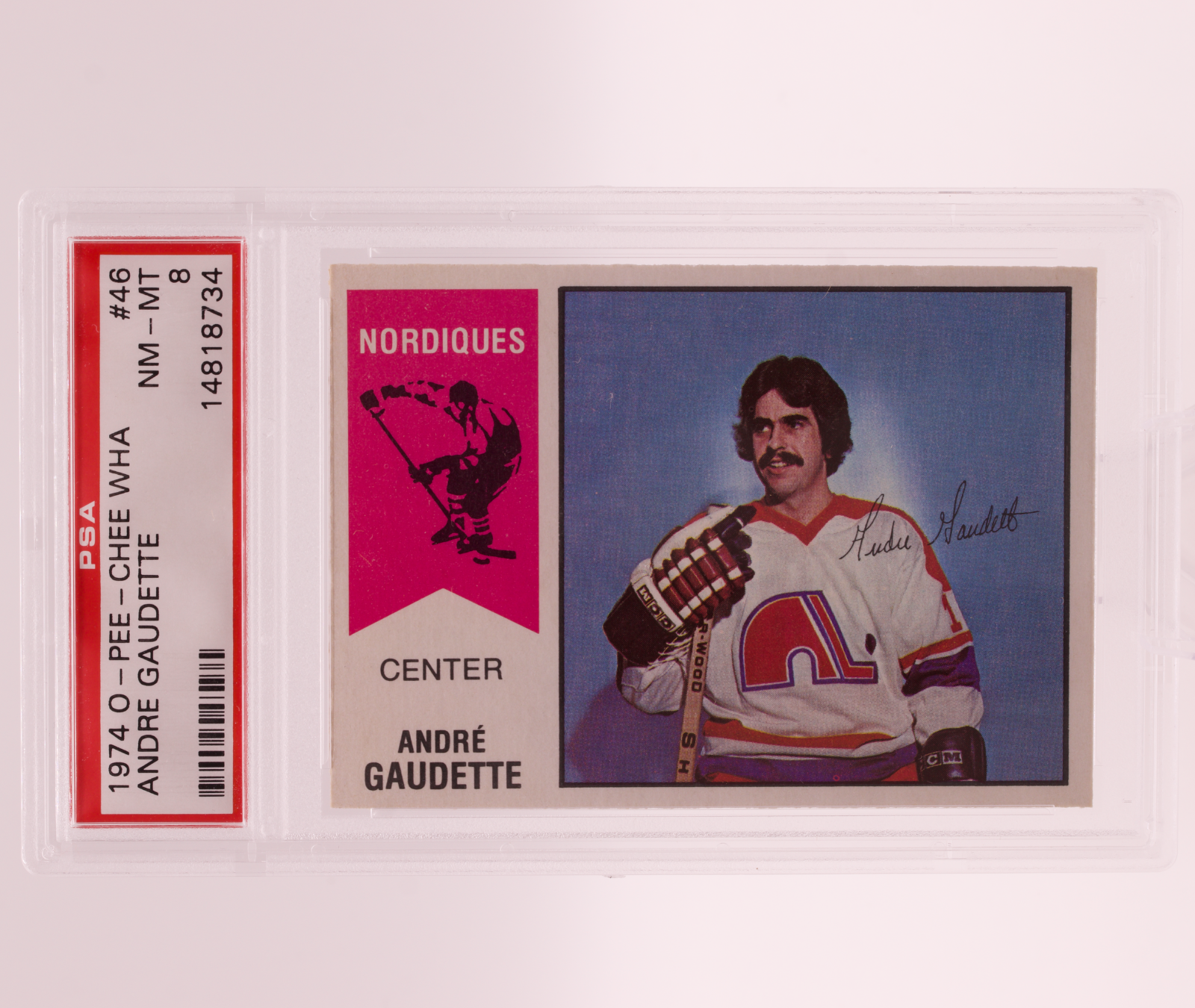 1974 O-Pee-Chee WHA Andre Gaudette #46 PSA 8 NM-MT Quebec Nordiques Vintage OPC
