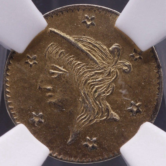1861 Cal Gold Token Fractional NGC MS67 Liberty Wreath 9.8mm Territorial Top Pop