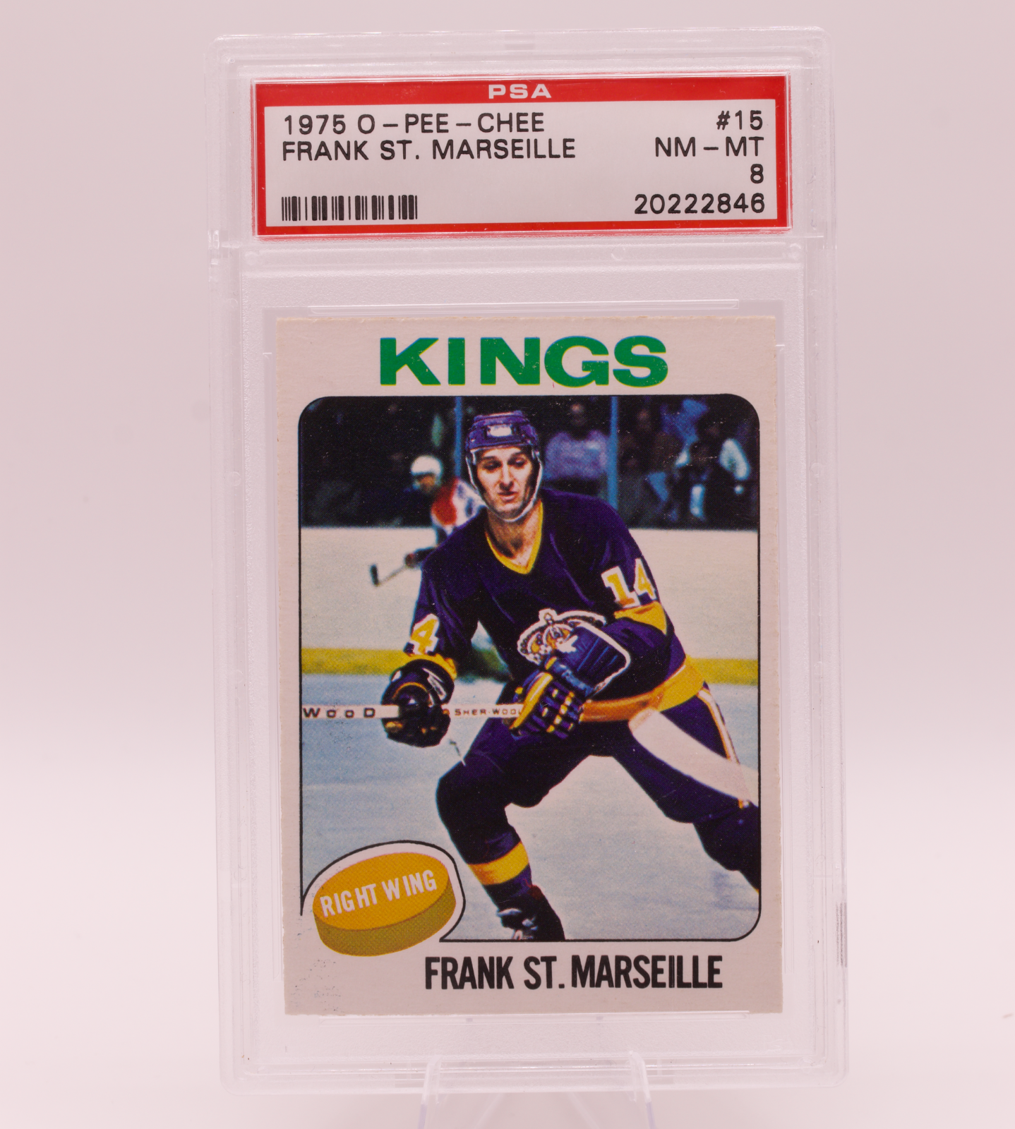 1975 O-Pee-Chee #15 Frank St. Marseille PSA 8 NM-MT Los Angeles Kings Hockey