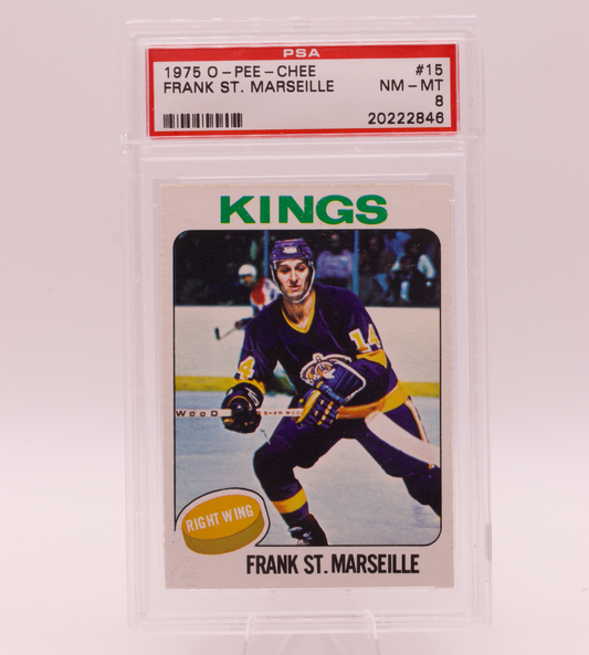 1975 O-Pee-Chee #15 Frank St. Marseille PSA 8 NM-MT Los Angeles Kings Hockey