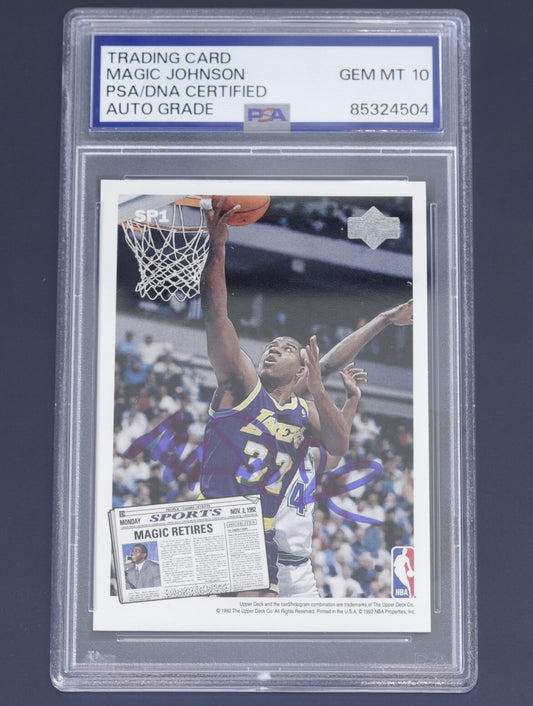 1992 Upper Deck Bird/Magic Retire #SP1 PSA/DNA GEM MT 10 Auto – Magic Johnson
