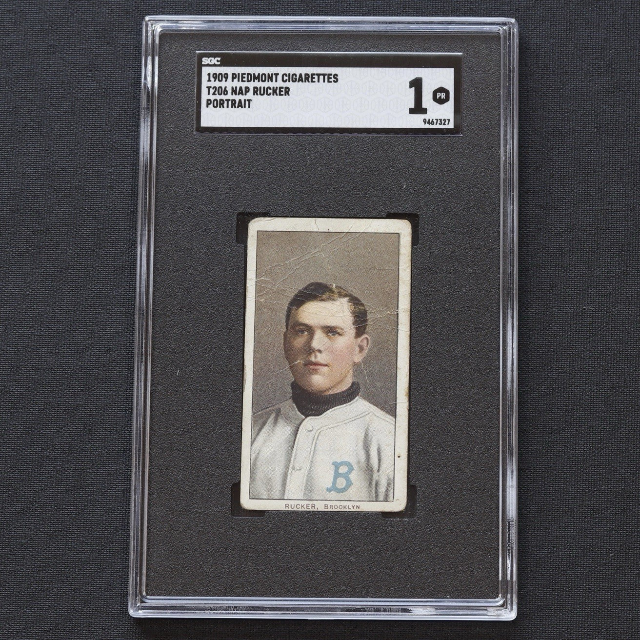 1909 T206 Nap Rucker Portrait SGC 1 PR • Piedmont 150 Back • Brooklyn Dodgers