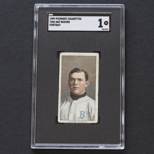 1909 T206 Nap Rucker Portrait SGC 1 PR • Piedmont 150 Back • Brooklyn Dodgers