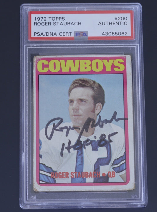 Signed 1972 Topps Roger Staubach Rookie #200 PSA Authentic PSA/DNA Auto HOF 85