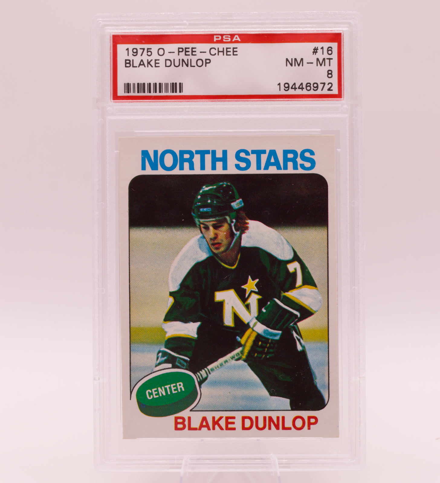 1975 O-Pee-Chee #16 Blake Dunlop PSA 8 NM-MT Minnesota North Stars Center Card