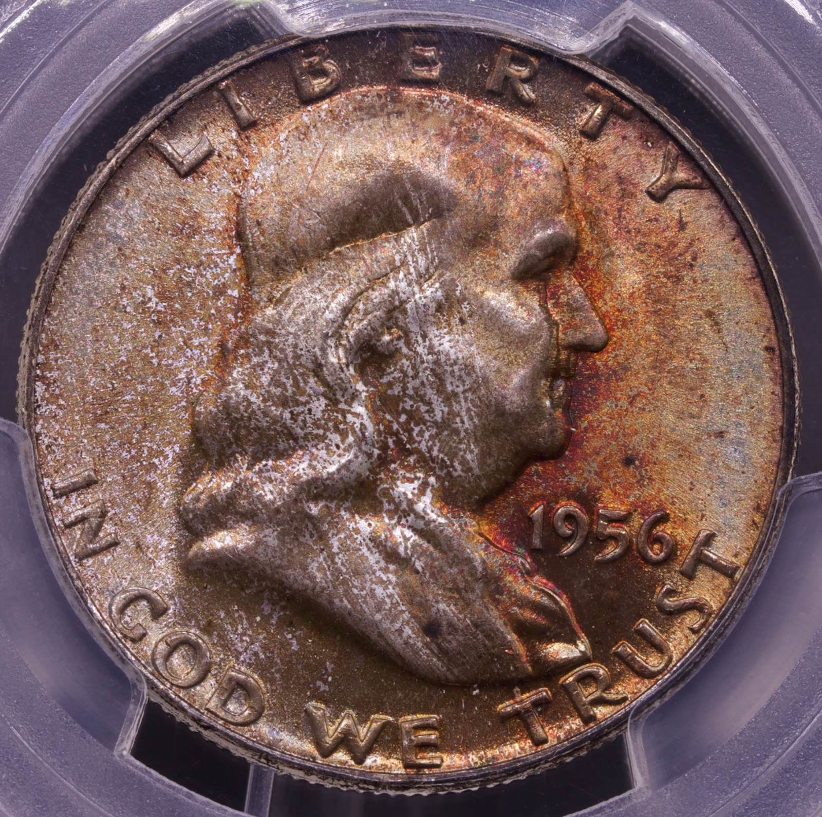 1956 FranklinHalf Dollar PCGS MS67 Toned - CAC