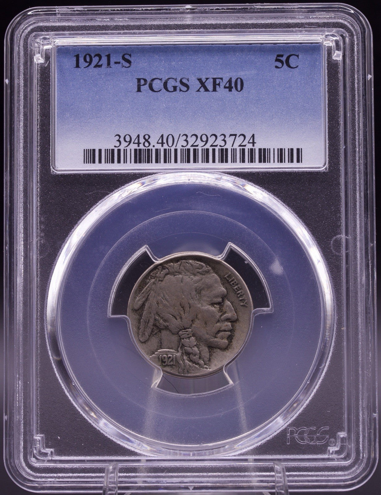 1921-S Buffalo Nickel PCGS XF40 Semi-Key Date - Rare U.S Coin