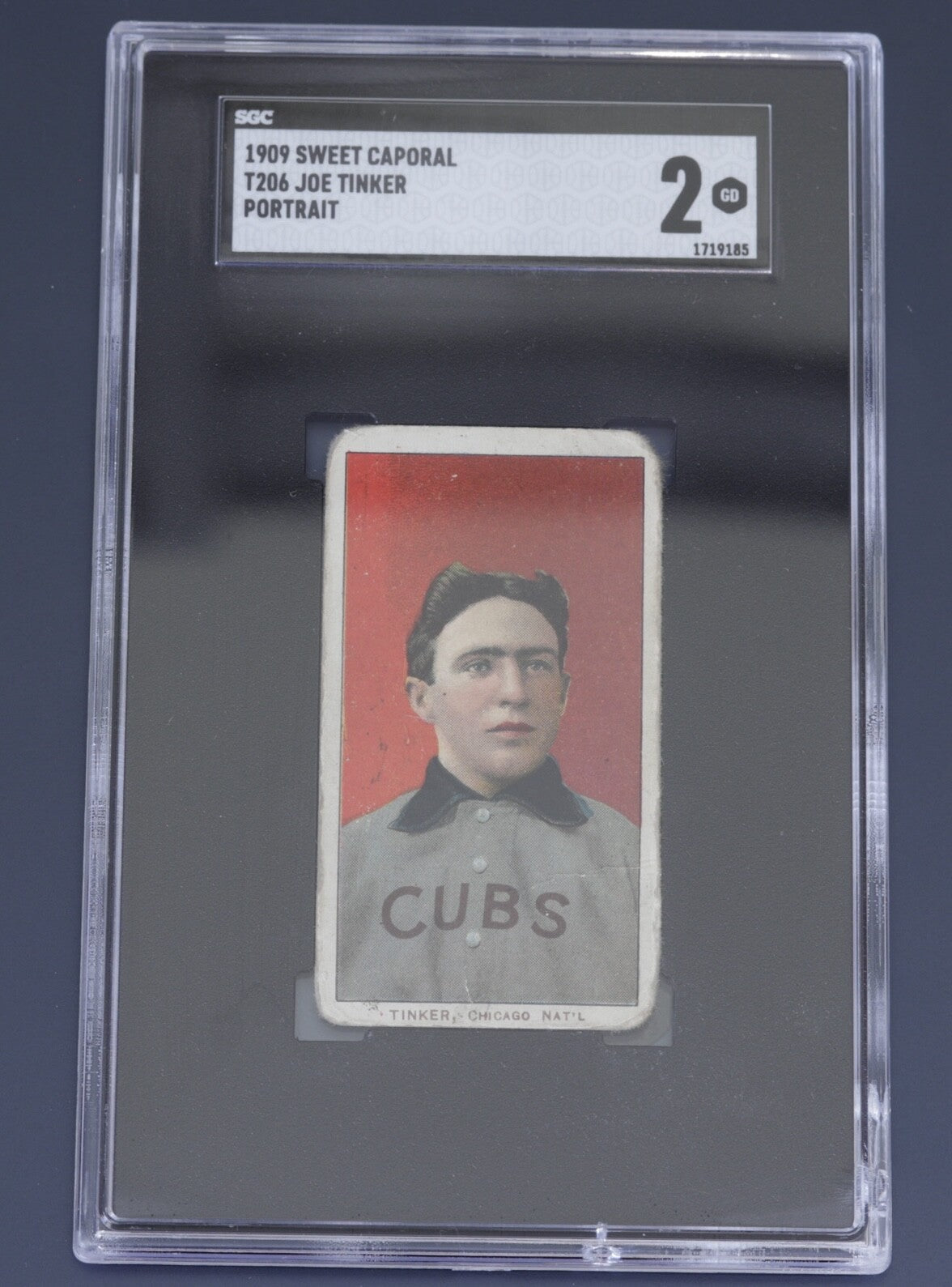 1909 T206 Joe Tinker Portrait Cubs Sweet Caporal SGC 2 Good HOF