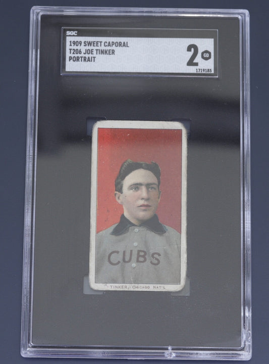 1909 T206 Joe Tinker Portrait Cubs Sweet Caporal SGC 2 Good HOF