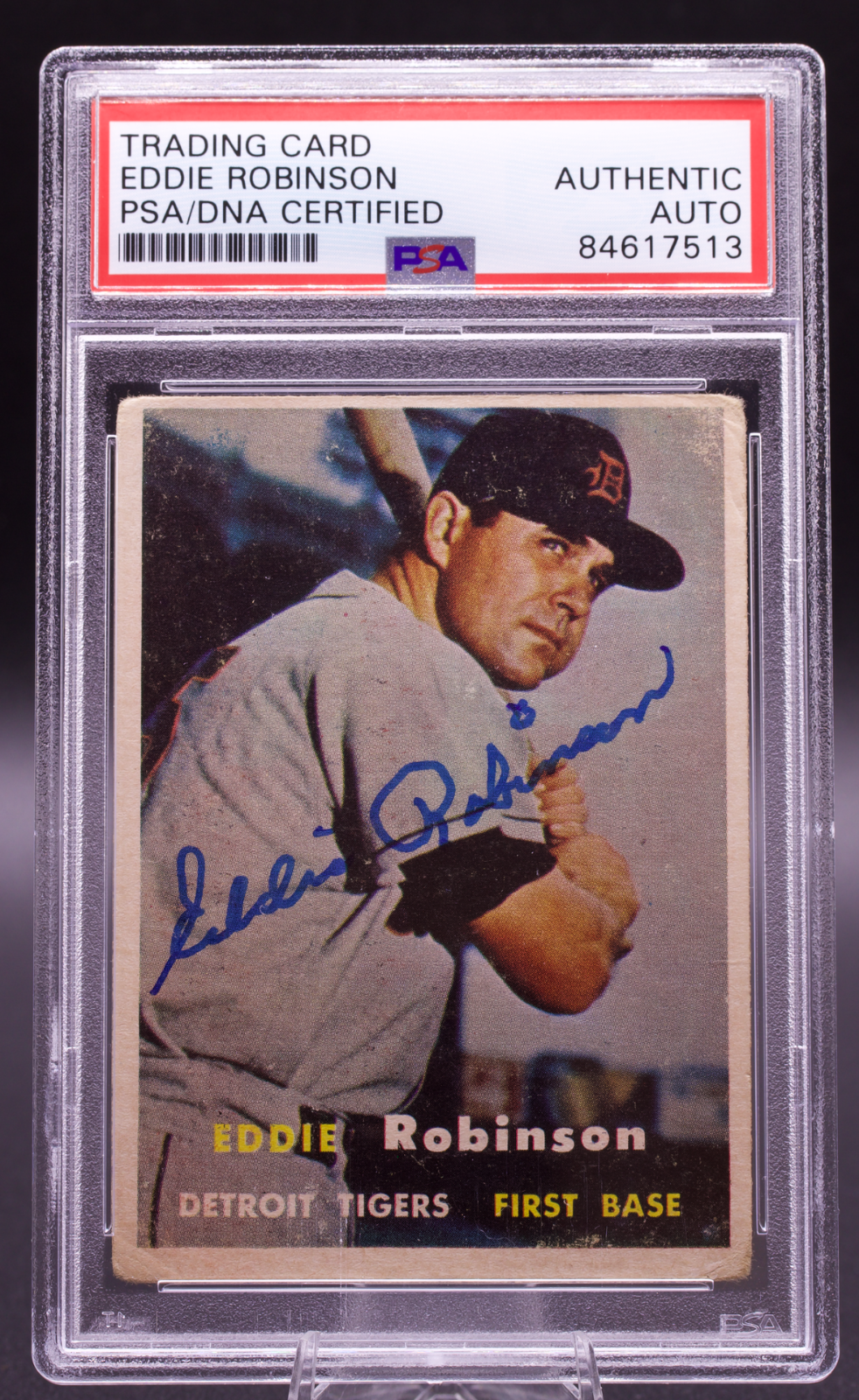 1957 Topps Eddie Robinson #238 PSA Authentic Auto Signed Detroit Tigers Vintage