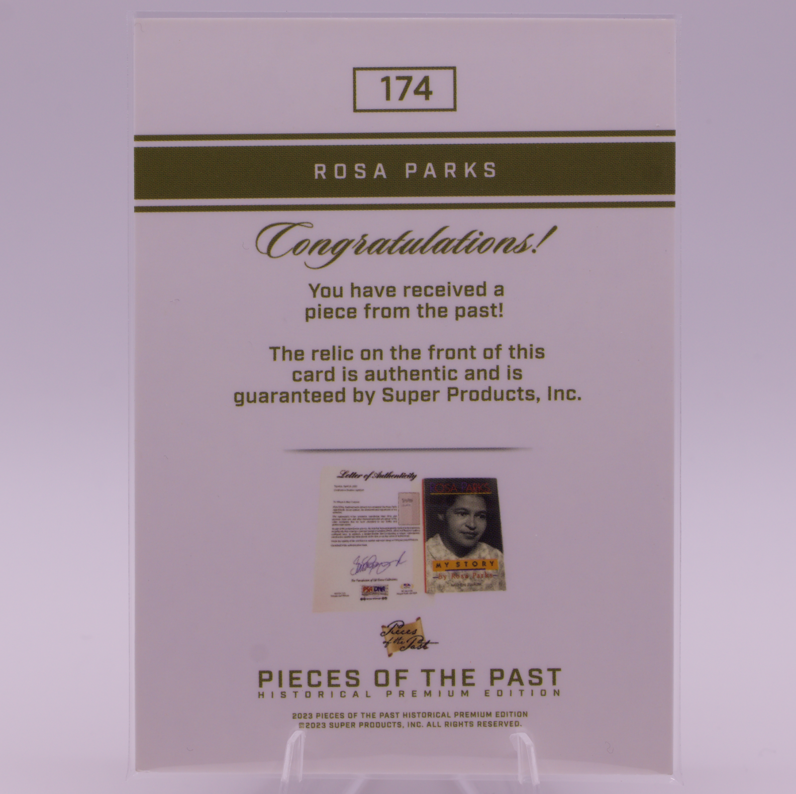 Rosa Parks Authentic Relic Card Pieces of the Past #174 Civil Rights My Story