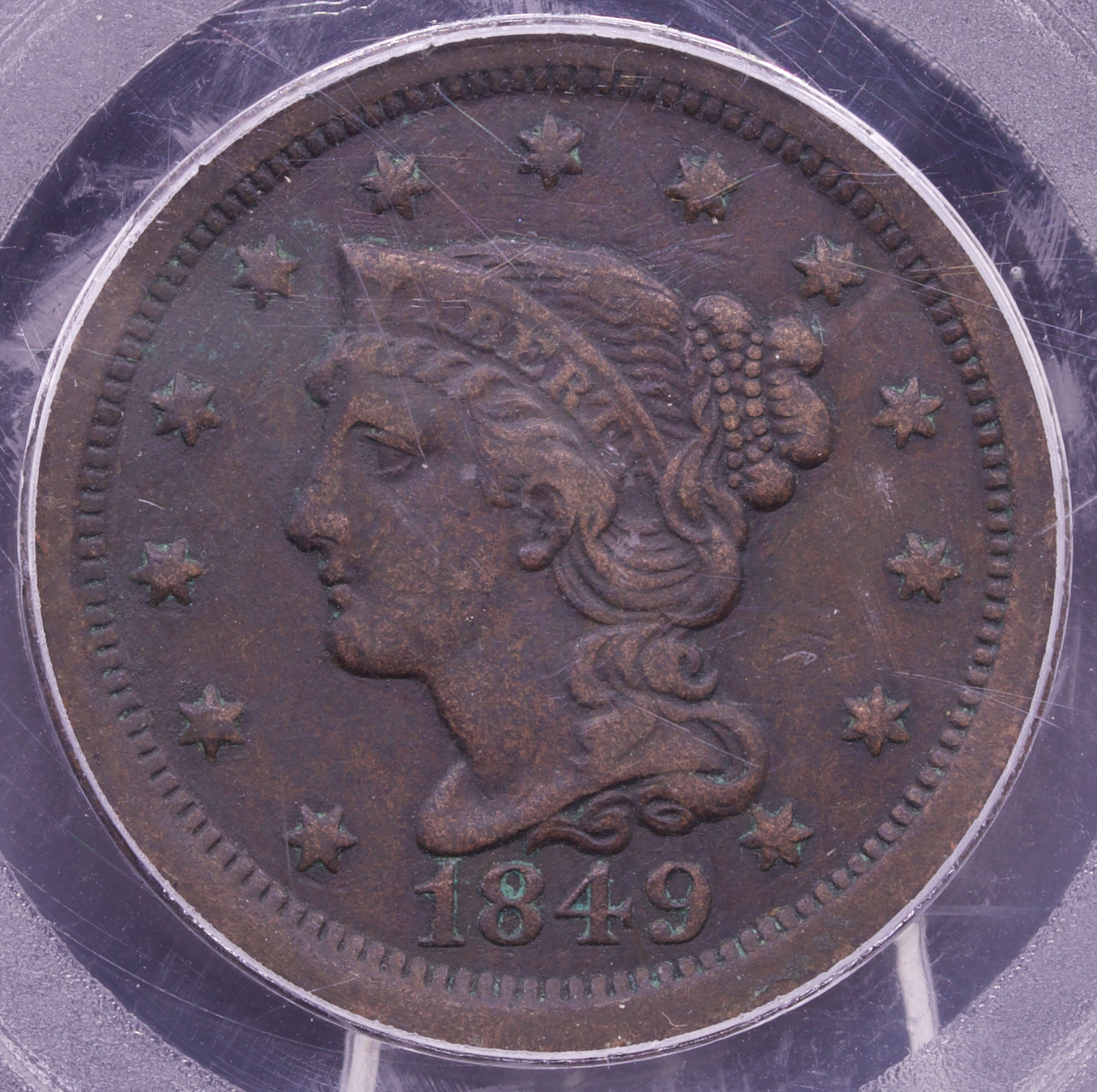 1849 Braided Hair Large Cent PCGS Genuine Early US Large Copper Penny Coin