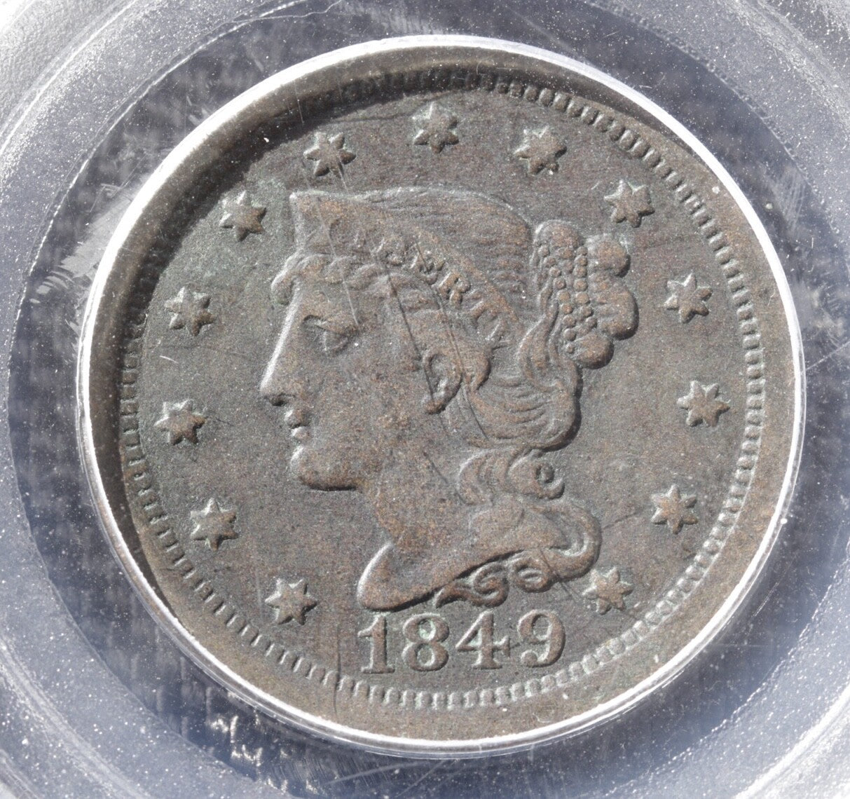 1849 Braided Hair Large Cent PCGS Genuine Early US Large Copper Penny Coin