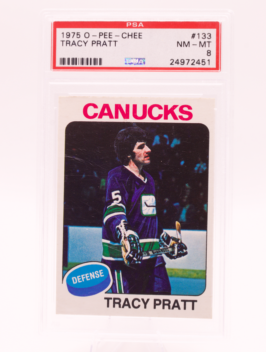 1975 O-Pee-Chee #133 Tracy Pratt PSA 8 NM-MT Vancouver Canucks Hockey Card OPC