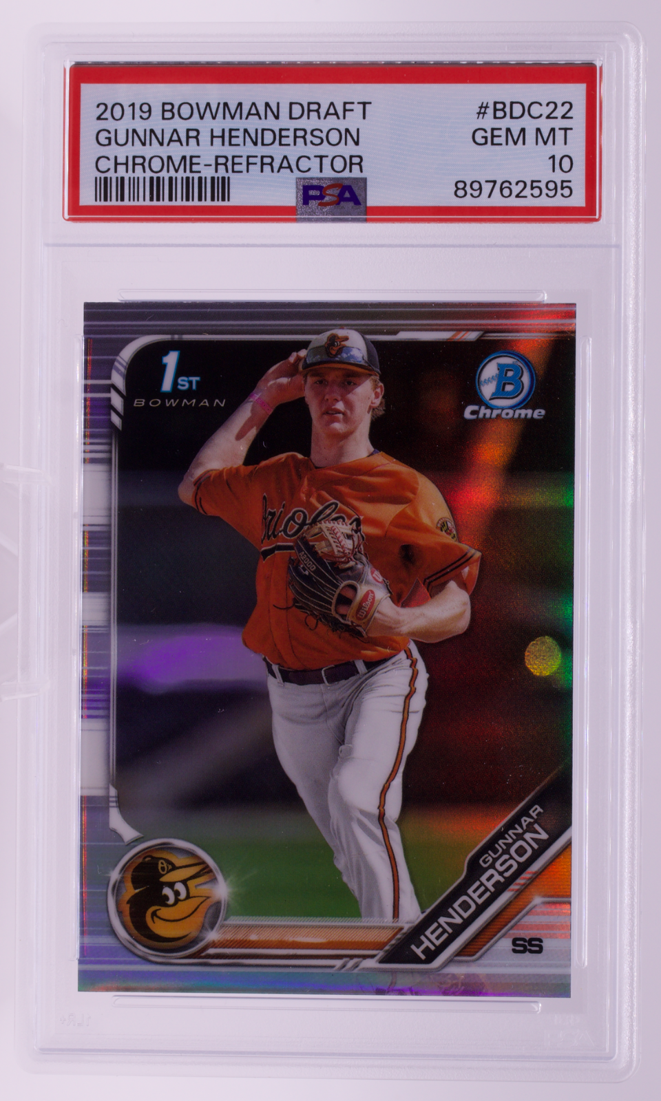 2019 Bowman Draft Gunnar Henderson Chrome Refractor RC PSA 10 GEM MT