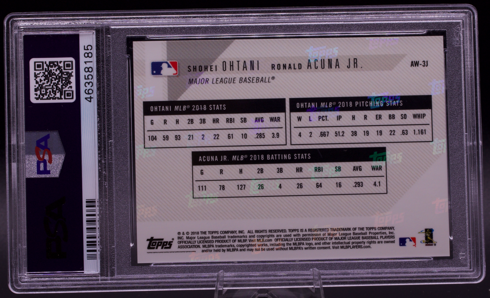 2018 Topps Now Shohei Ohtani Ronald Acuna Jr Rookie RC AW-3J PSA 10 GEM MINT