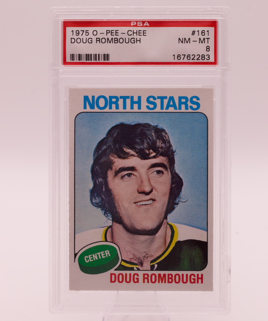 1975 O-Pee-Chee #161 Doug Rombough PSA 8 NM-MT Minnesota North Stars Hockey NHL