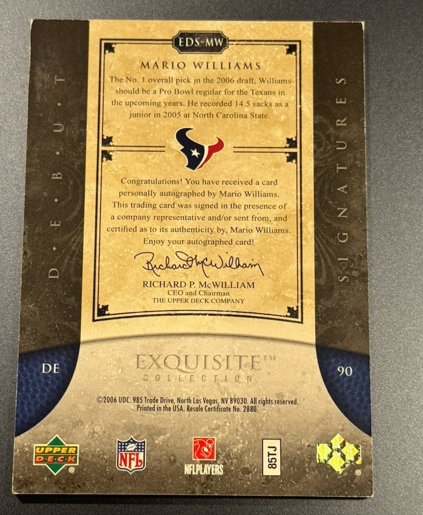 2006 Exquisite Mario Williams RC Auto /35 • Texans Debut Signatures • Upper Deck