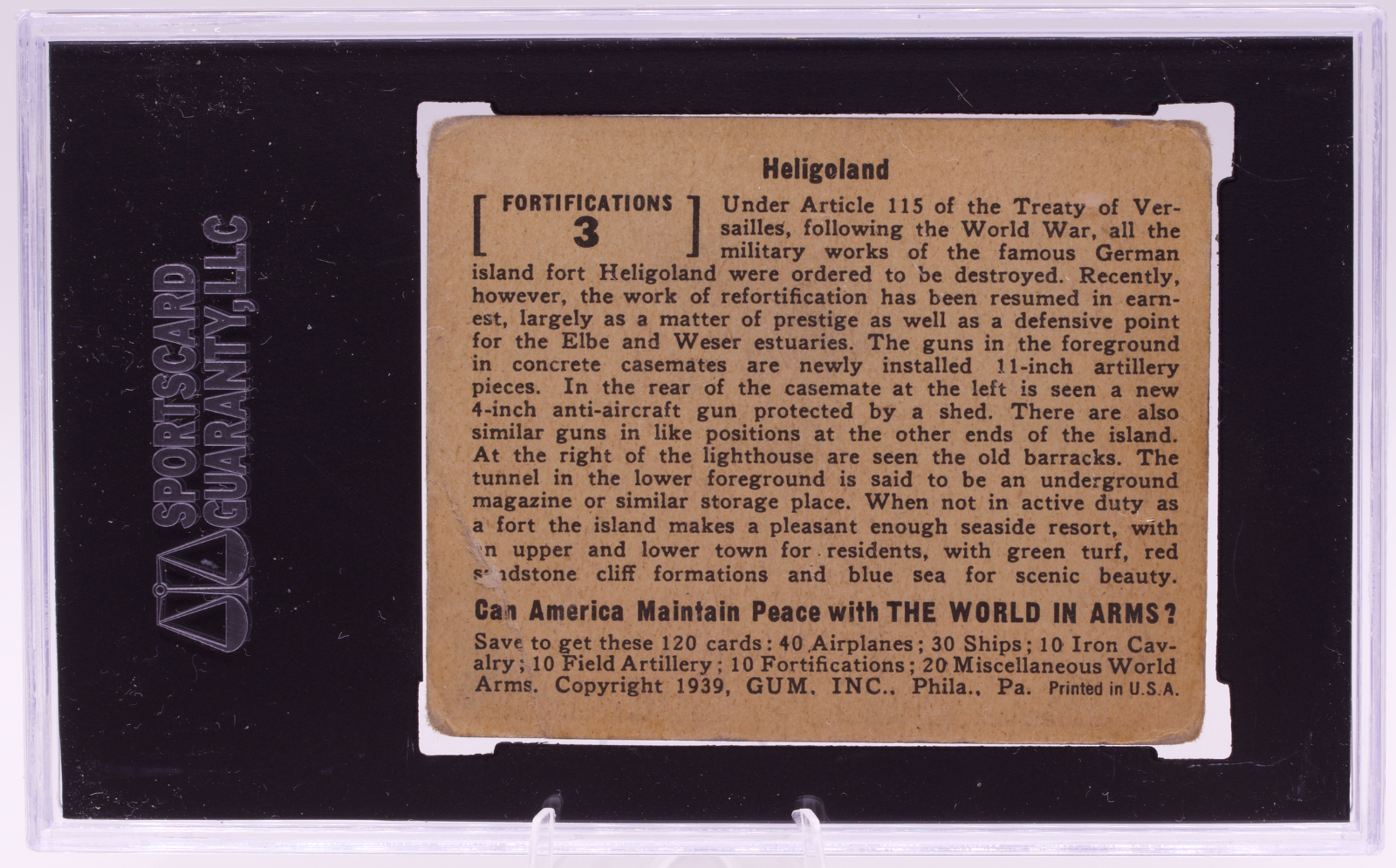1939 Gum Inc World In Arms #3 Heligoland German Fort SGC 2.5 Good+ Pre-War WW2