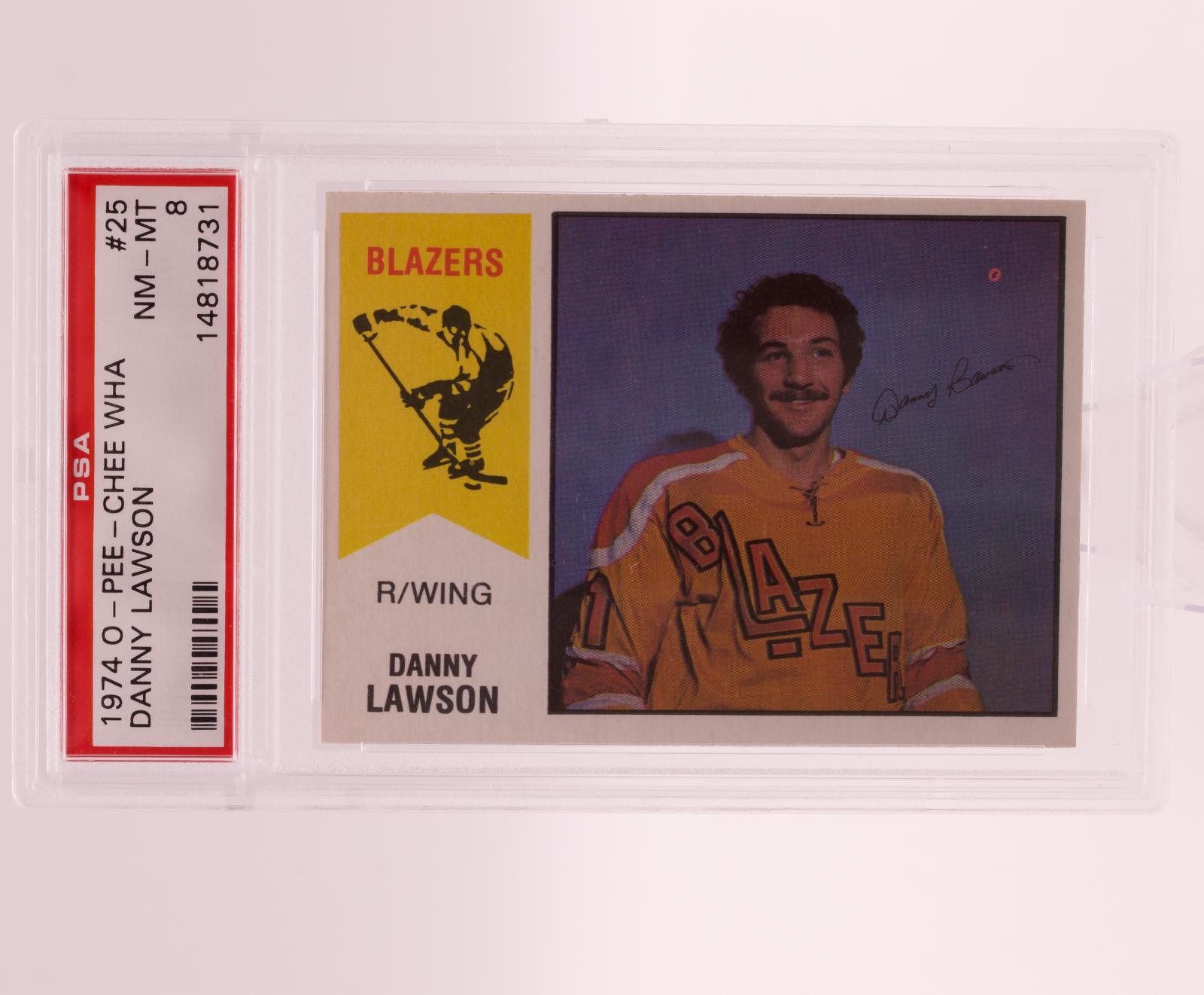 1974 O-Pee-Chee WHA Danny Lawson #25 PSA 8 NM-MT Vancouver Blazers Vintage OPC