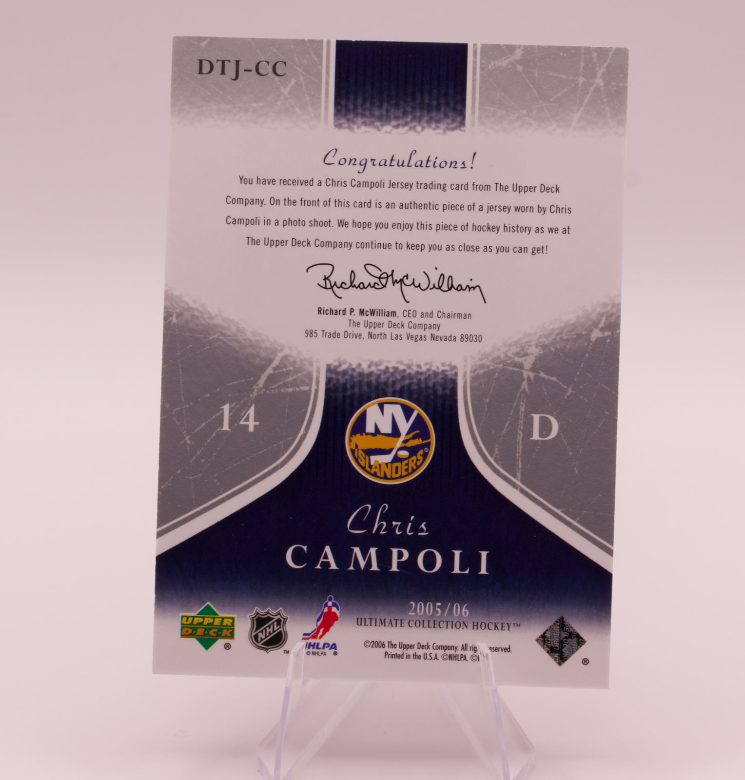 2005-06 Upper Deck Ultimate Collection Chris Campoli Debut Threads Jersey /250