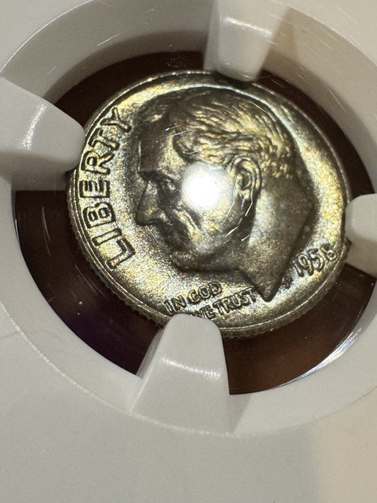 1958 Roosevelt Dime MS66 NGC • Brilliant Uncirculated • Toner